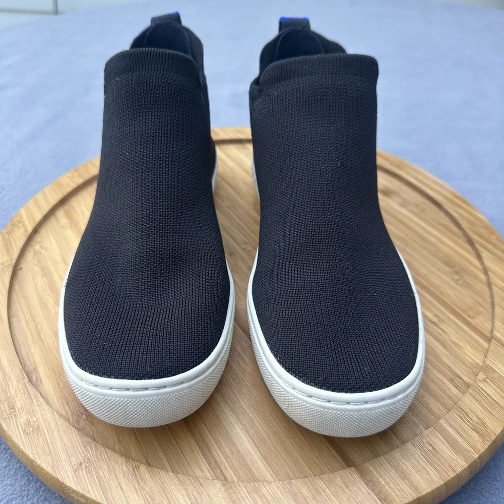 Rothy's The Chelsea Ankle Boot Womens 7.5 Black Slip On Washable Knit